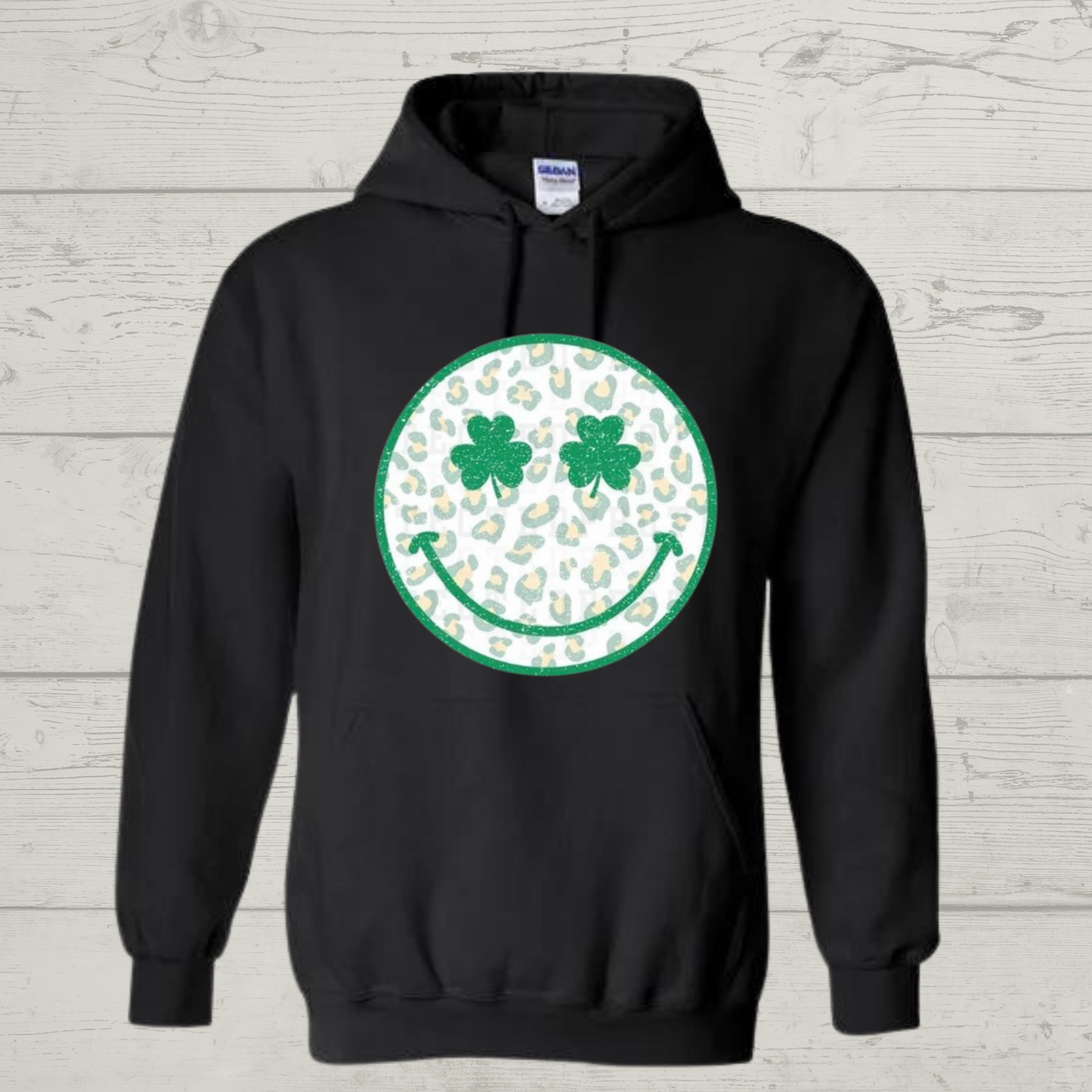 "St. Patricks Day Happy face" Black Hooded Sweatshirt