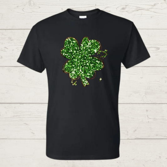 Faux Glitter Clover T-shirt